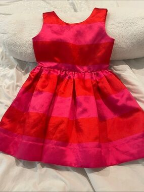 kate spade Hot Pink and Red Striped Satin Party Dress
